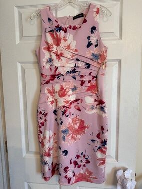 IVANKA TRUMP FLORAL PINK SLEEVELESS DRESS, 8